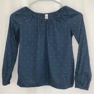 Girl’s GAP Blue Blouse with Gold Polka Dots Size S